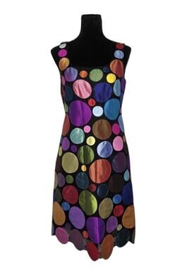 Chula Spain Retro Mod Colorful Polka Dot Applique Dress No Size Tag